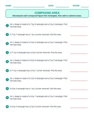 Compound Area worksheet generator