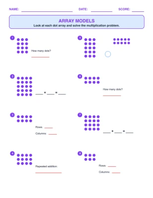 Array Multiplication worksheet generator