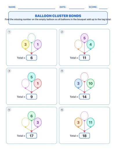 Balloon Cluster Bonds worksheet generator