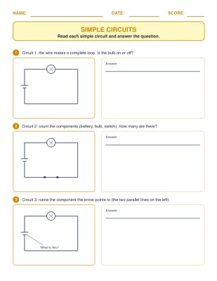 Simple Circuits worksheet generator
