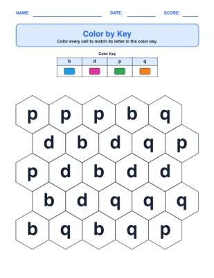 Color / Write / Copy by Key (Grids) worksheet generator