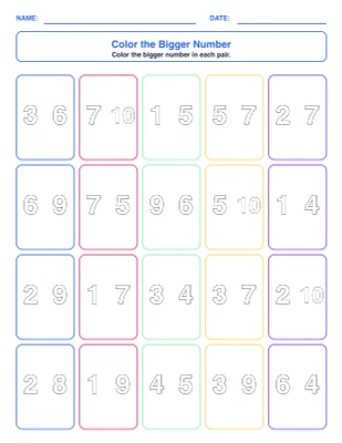 Color Number Pairs worksheet generator
