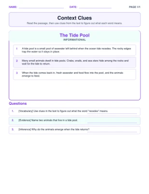 Context Clues worksheet generator