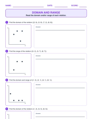 Domain and Range worksheet generator