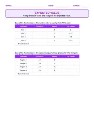 Expected Value worksheet generator