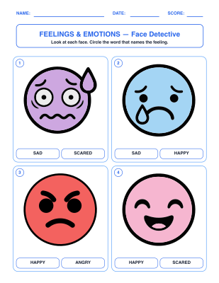 Feelings & Emotions worksheet generator