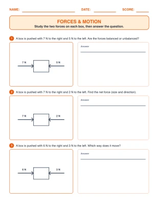 Forces & Motion worksheet generator