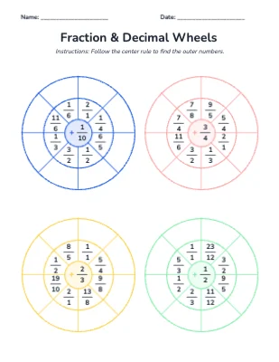 Fraction & Decimal Wheels