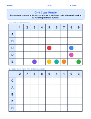 Grid Copy Puzzle worksheet generator