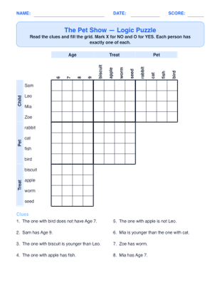 Logic Grid Puzzle worksheet generator