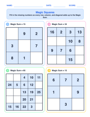Magic Squares worksheet generator