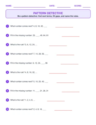 Pattern Detective worksheet generator