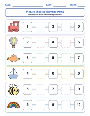 Picture Missing Number Paths