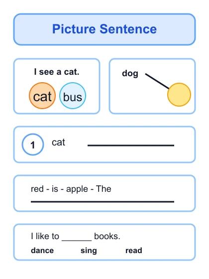Picture Sentence Practice worksheet generator