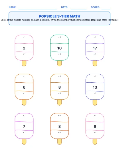Popsicle 3-Tier Math worksheet generator