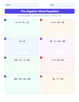 Pre-Algebra Equations