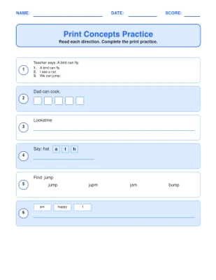 Print Concepts Practice worksheet generator
