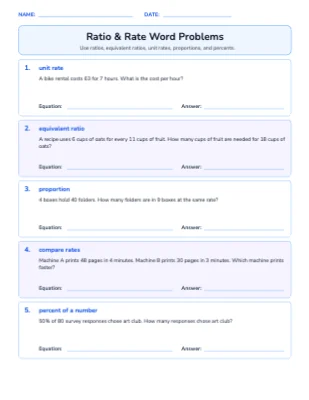 Ratio & Rate Word Problems