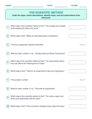 Scientific Method worksheet generator