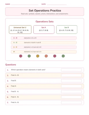 Set Operations Practice