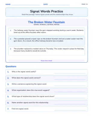 Signal Words Practice
