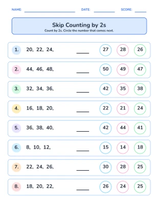 Skip Counting: Circle the Next Number