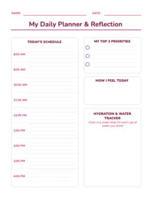 Student Planner & Reflection Sheets