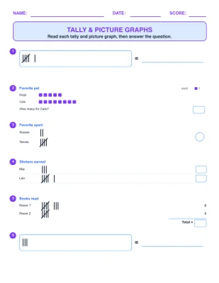 Tally & Pictograph worksheet generator