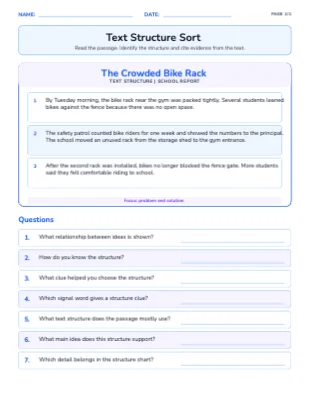 Text Structure Sort