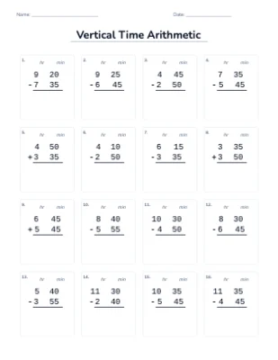 Vertical Time Arithmetic